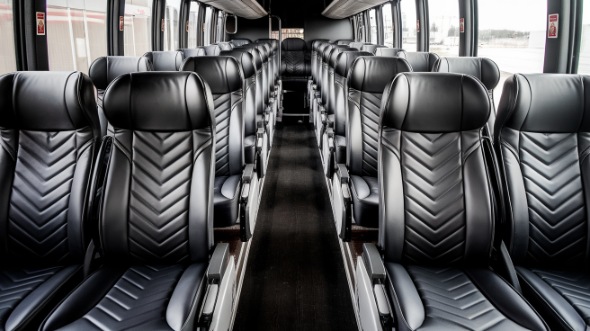 55 passenger charter bus inside daytona beach