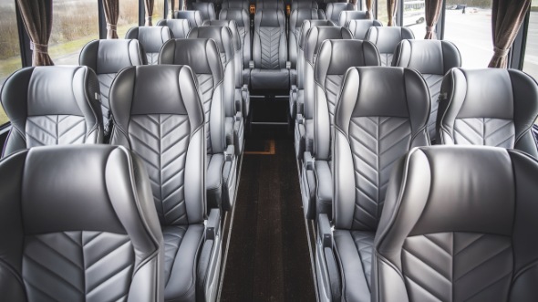 56 passenger charter bus interior view